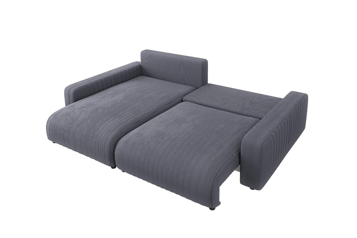 ECKSOFA Emma Grau Cord - Ottomane links - Grau, Textil (234/170cm) - S-Style Möbel