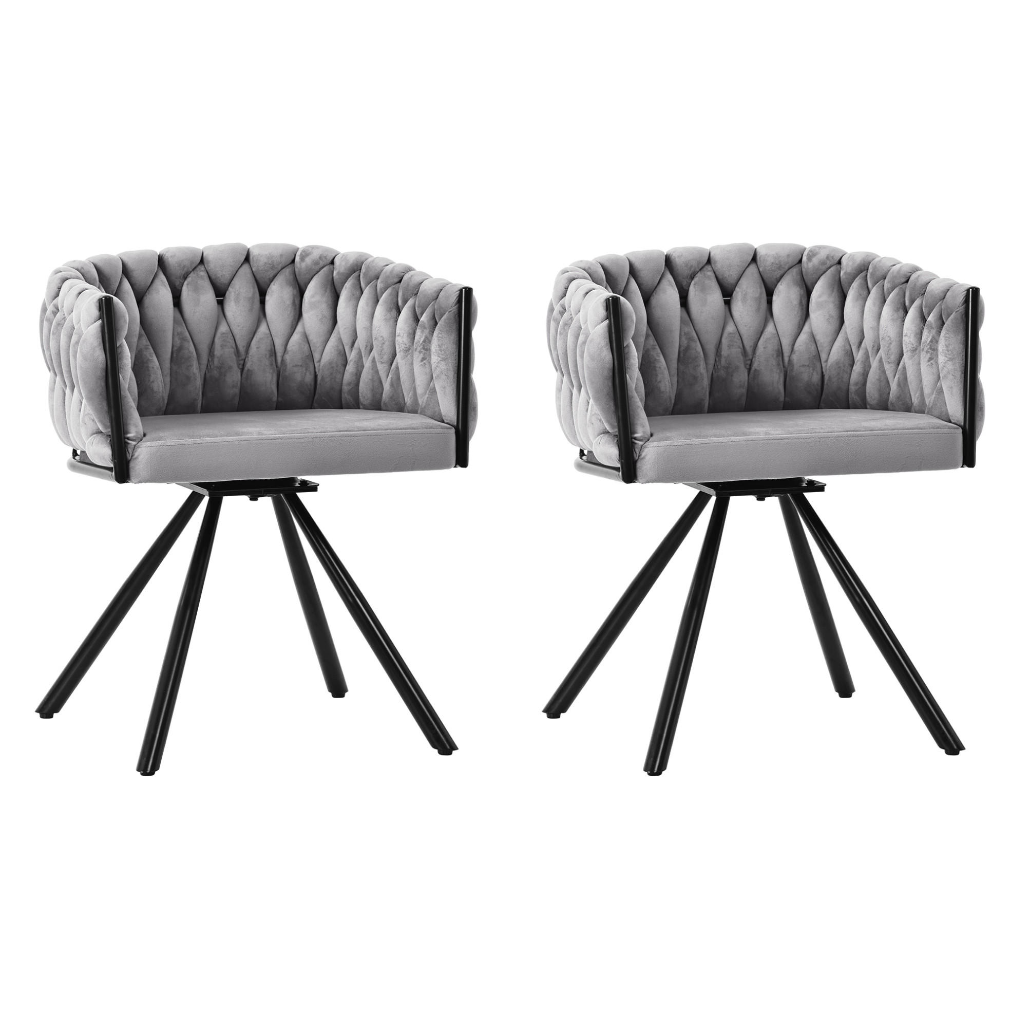 ESSZIMMERSTUHL mit Drehfunktion 2er-Set Samt Grau - Grau, Metall (54/72/59cm) - Meubliv