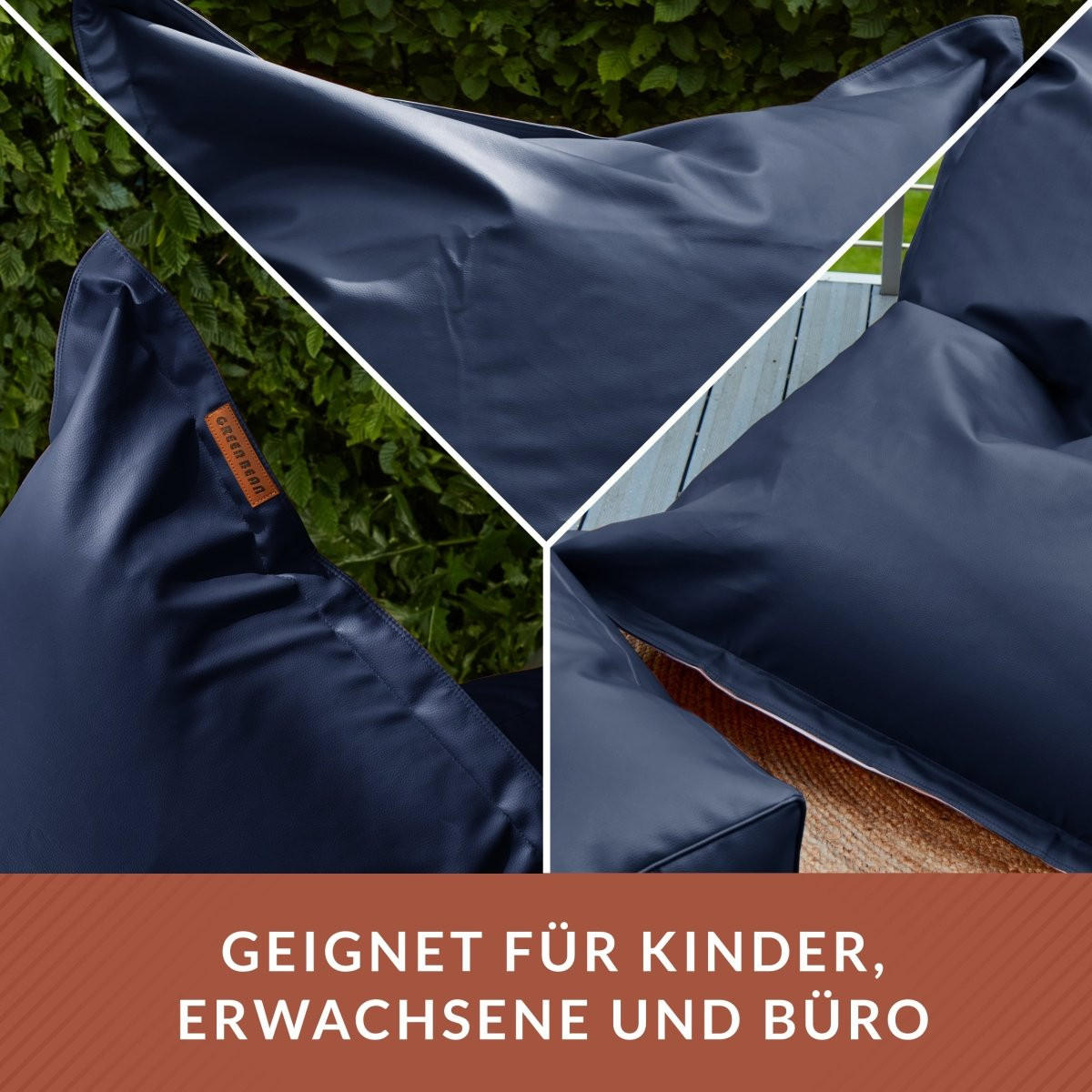 INDOOR RIESEN SITZSACK XXL Kunstleder - Dunkelblau, Textil (140/25/180cm) - Green Bean