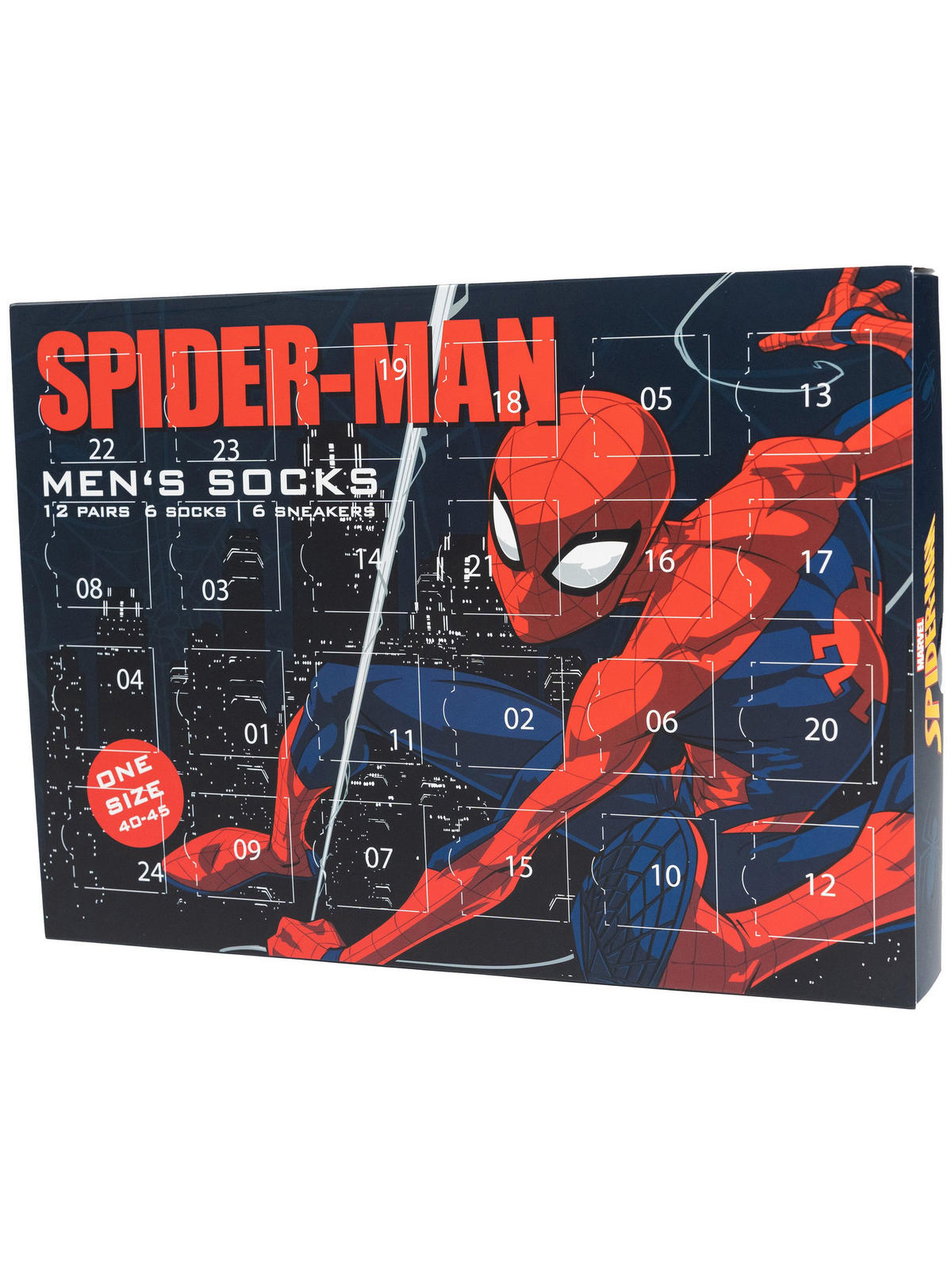 ADVENTSKALENDER Marvel Spiderman mit 12 Paar Socken Größe 40-45 - Multicolor, Textil (37/5/26.5cm) - Marvel