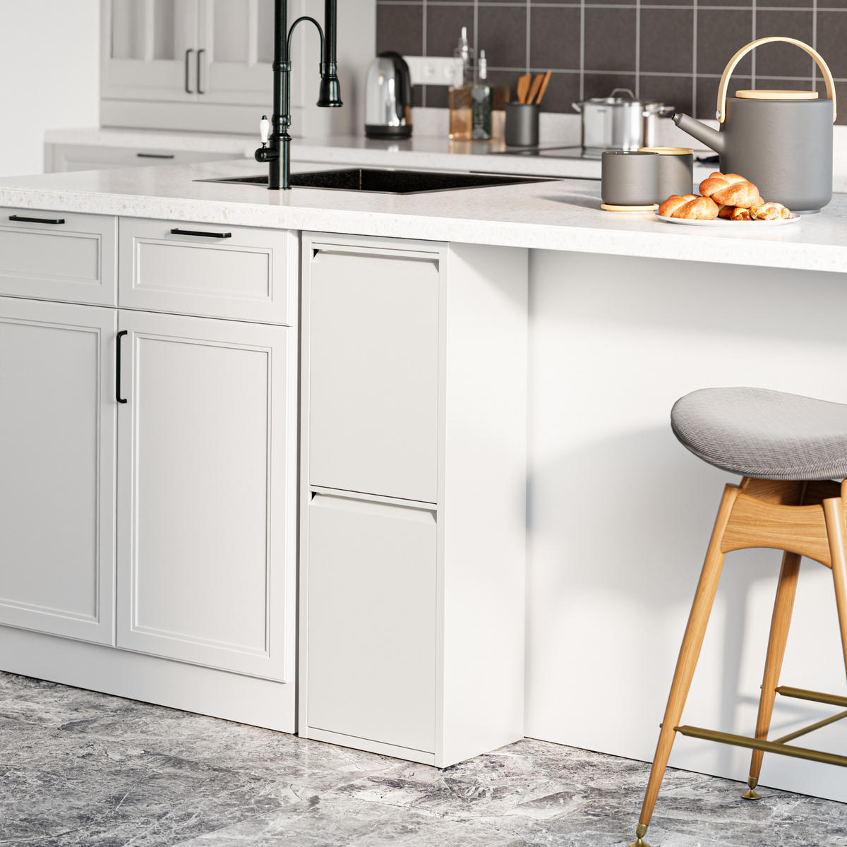 SKŘÍŇ NA ODPADKY Sollentuna - bílá, kov/plast (33/93/25cm) - [en.casa]