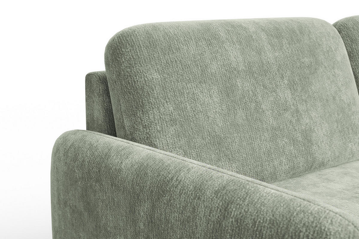 SOFA FEBE 3-Sitzer, hellgrüner Chenille-Stoff - Schwarz/Hellgrün, Holz/Textil (190/82/96cm) - Wozimo