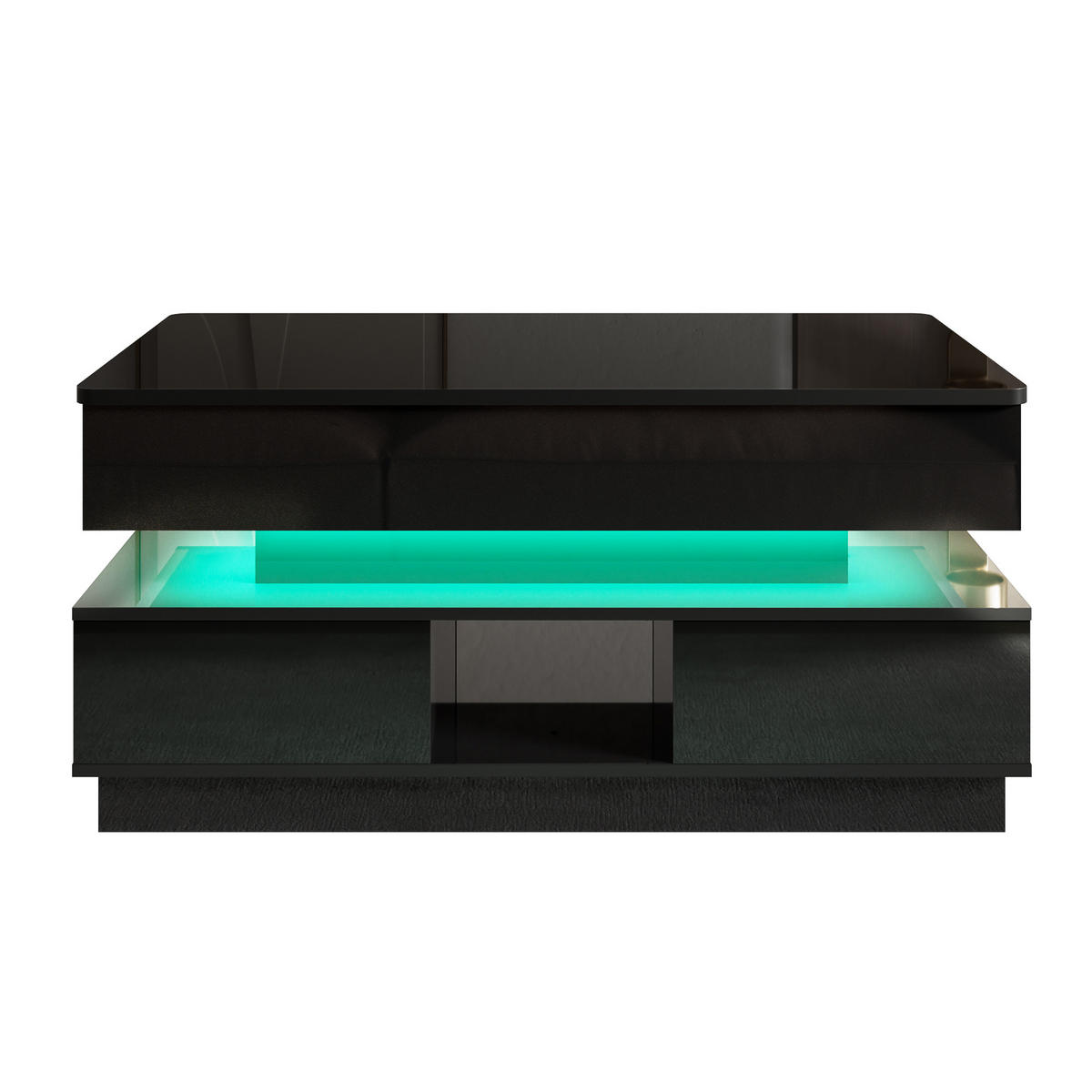 COUCHTISCH DE-37042 höhenverstellbar mit LED und Steckdose Schwarz - Schwarz, Holzwerkstoff (90/48/42.5cm) - ComfortXL