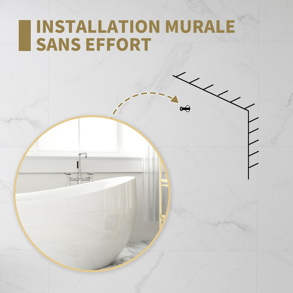 BADEZIMMERSPIEGEL DE-15160 Ø 70 cm Gold - Goldfarben, Glas (2.5/70/70cm) - ComfortXL