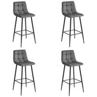BARHOCKER 4-er Set TEOTO dunkelgrauer Sitz, schwarze Basis - Dunkelgrau/Schwarz, Textil (43.5/104/32.5cm) - Valora