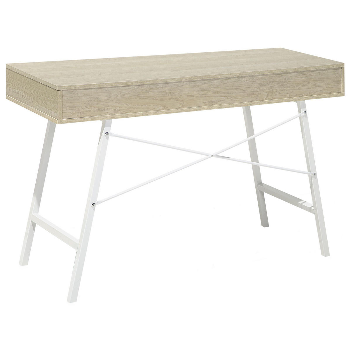 SCHREIBTISCH heller Holzfarbton/weiß 120/48/77 cm Clarita - Hellgrau, Holzwerkstoff (48/120/77cm) - Beliani