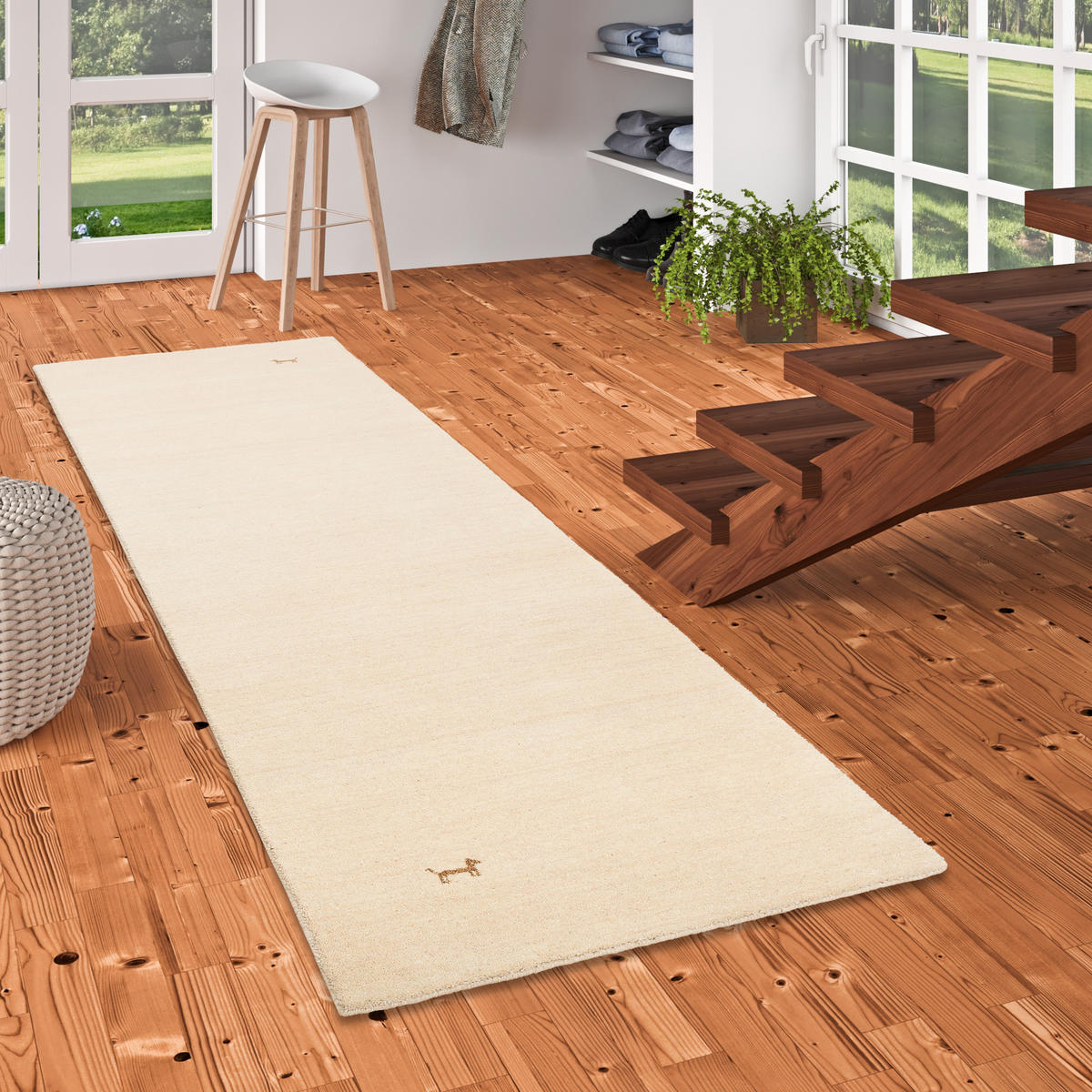 NATUR TEPPICH LÄUFER INDO NEPAL GABBEH SHIVA - Beige, Textil (90/160cm) - Pergamon