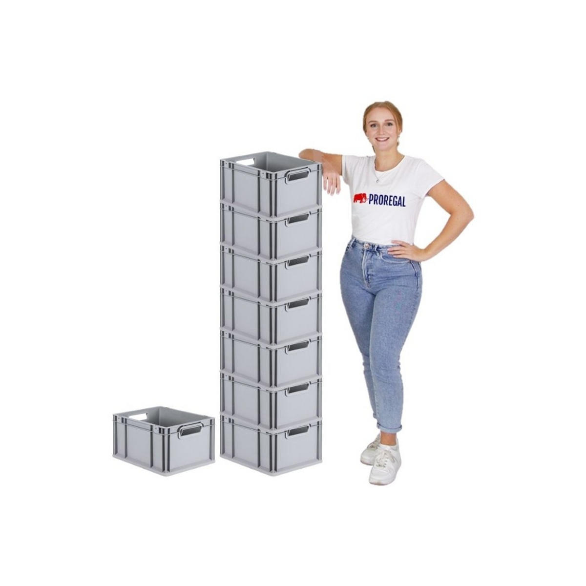 EUROBOX 8x Nextgen Economy Mit Scharnierdeckel Grau/BlauGriffe Offen 20 Liter - Blau, Kunststoff (30/22/40cm) - PROREGAL