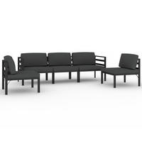 GARTEN-LOUNGE-SET 5Er Set Mit Kissen Aluminium Anthrazit - Anthrazit, Metall - vidaXL