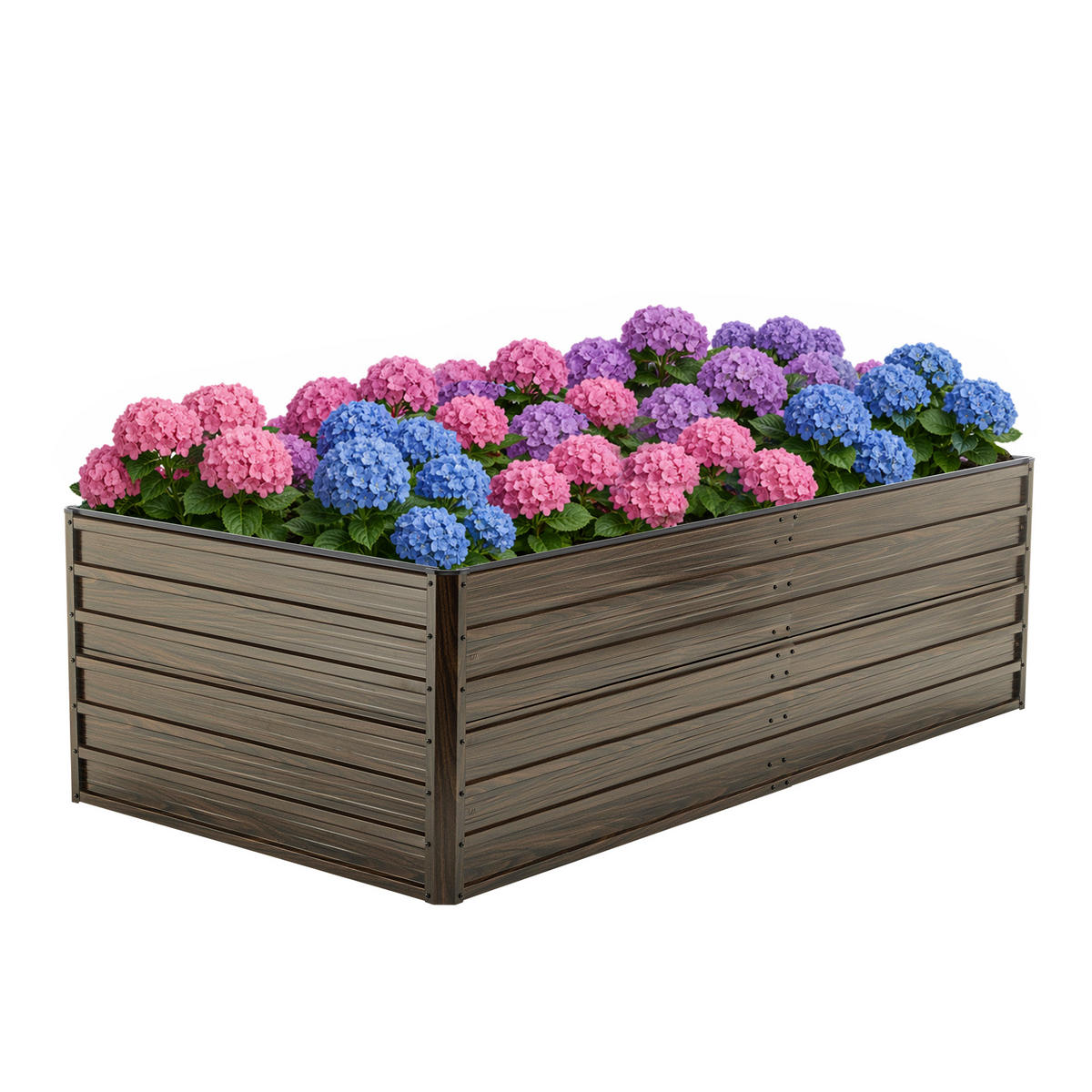 HOCHBEET 219/112/64 cm Holzmaserung mit Offene Basis - Naturfarben, Metall (112/64/219cm) - Oxeza
