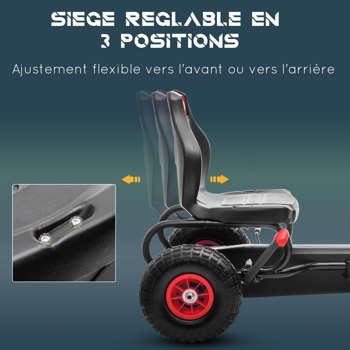 TRETKART DE-13037 verstellbarer Sitz Rot/Schwarz - Rot, Kunststoff (121/58/61cm) - ComfortXL