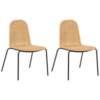 ESSZIMMERSTUHL 2er Set Rattan Naturfarben Roxton - Naturfarben, Naturmaterialien (56/85/54cm) - Beliani