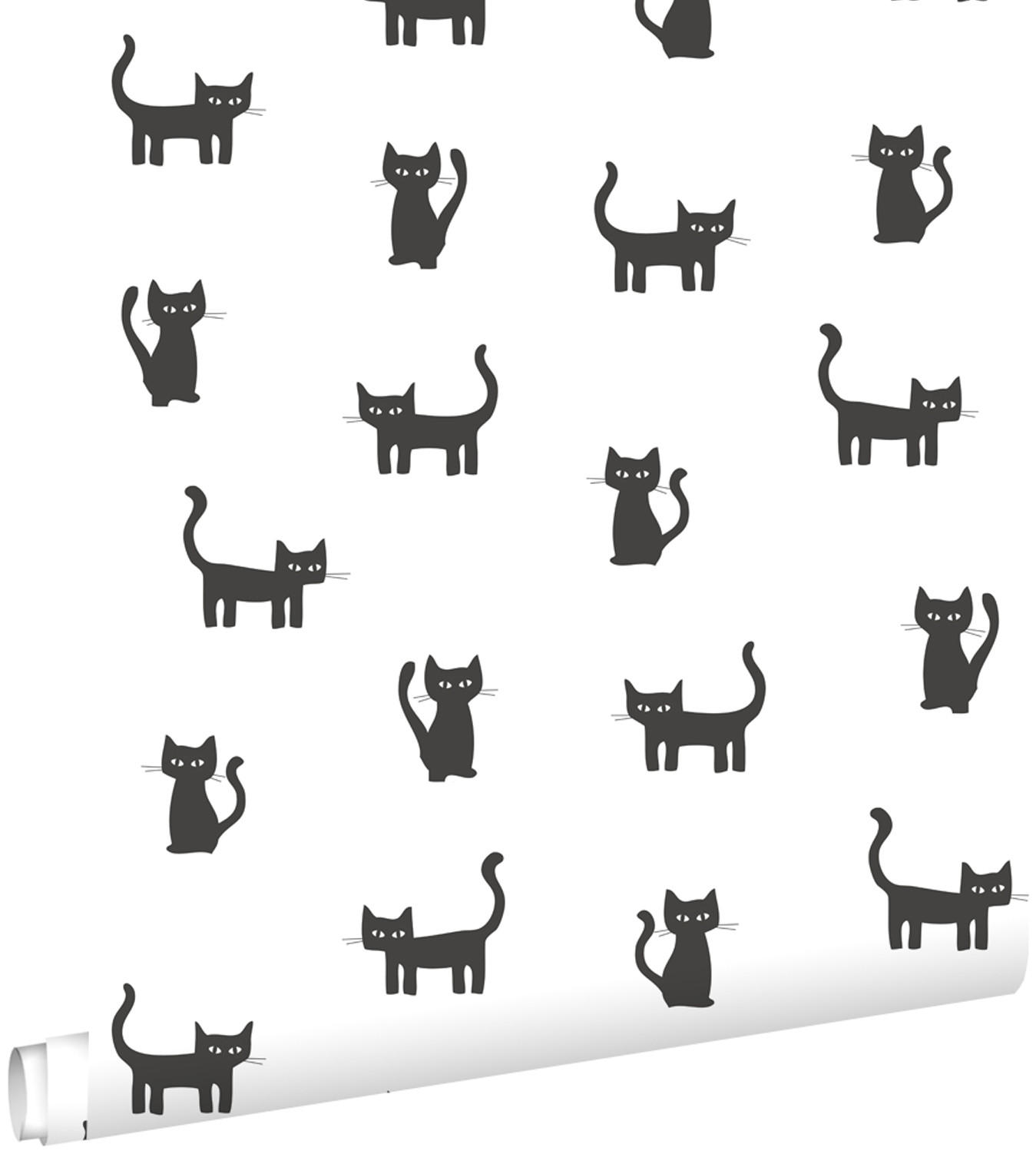 TAPETE Kätzchen 53 cm x 10.05 m - Schwarz, Papier (53/0.1cm) - ESTAhome