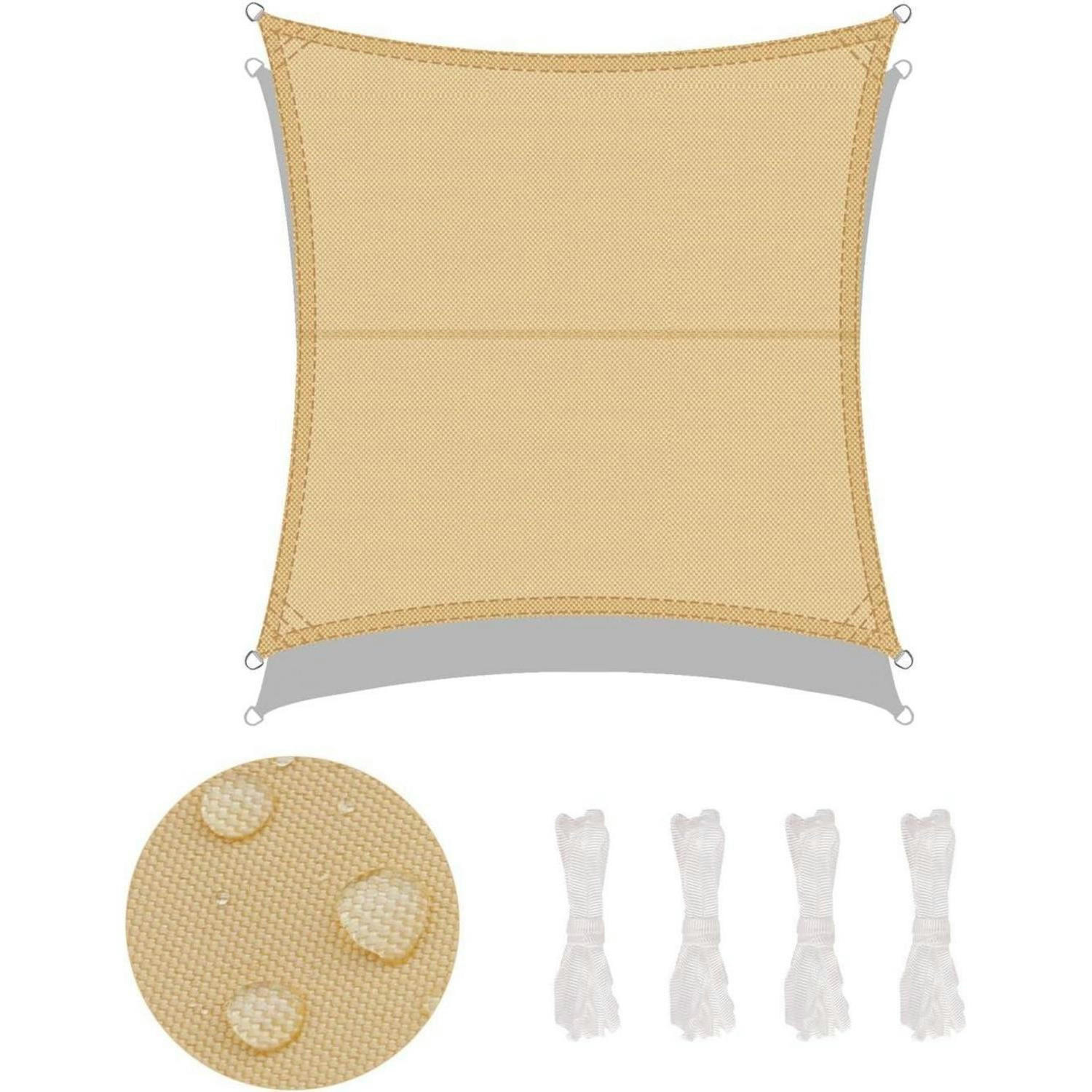 SONNENSEGEL 400 x 400 cm Sandbeige Wasserdicht UV-Schutz - Sandfarben, Textil (400/400cm)