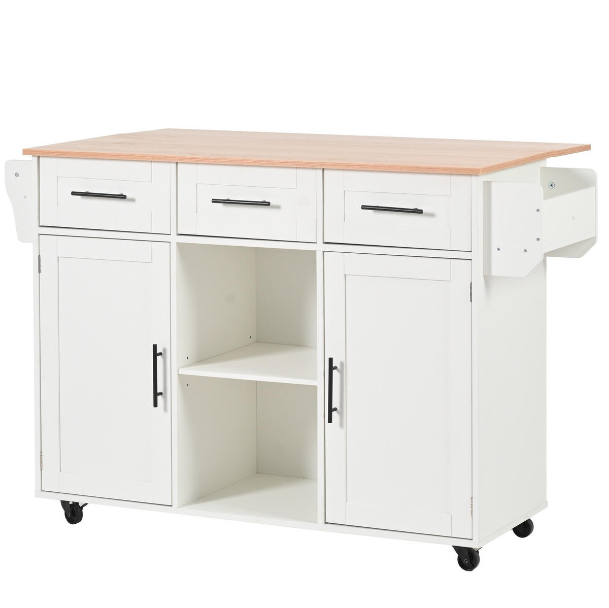 KÜCHENINSEL 139/46(71)/91,5 cm aus MDF mit klappbarer Arbeitsplatte und wechselbaren Füßen Weiß - Weiß, Holzwerkstoff (139/91.5/46cm) - Modenvie