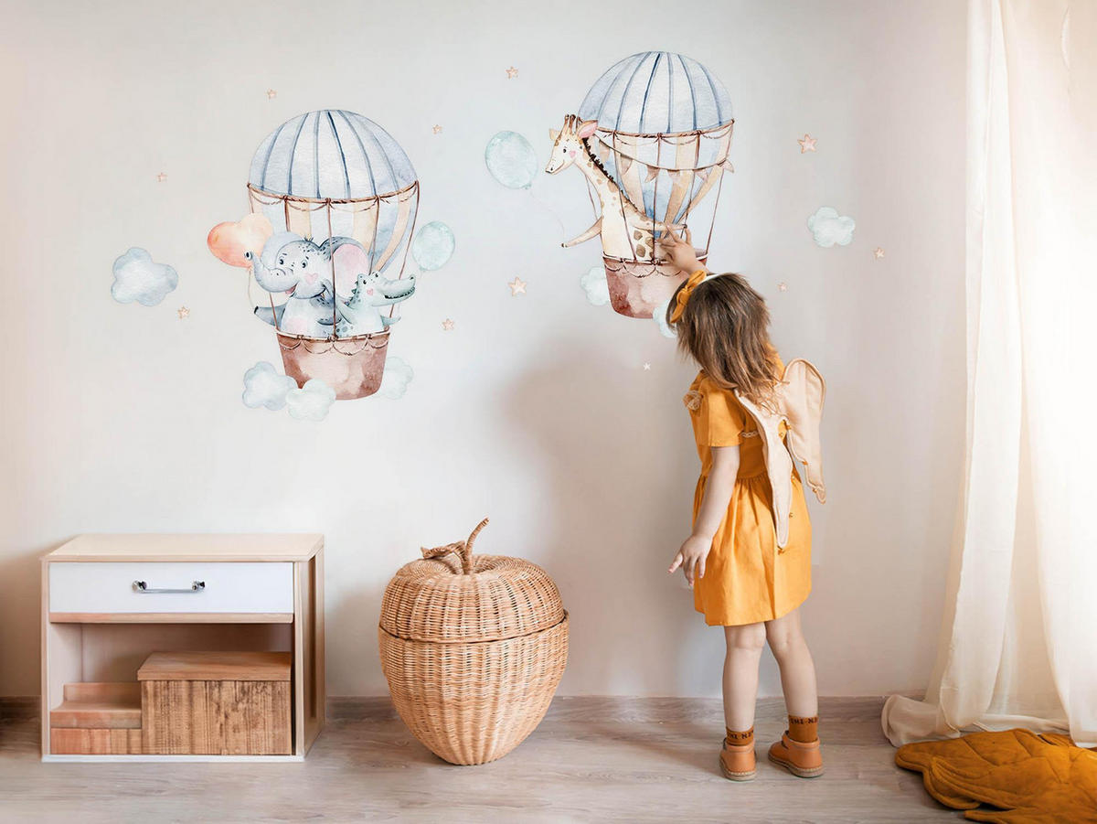 WANDAUFKLEBER 80x117cm - Pastellfarbene Ballons - Multicolor, Kunststoff (80/117/0.1cm) - Wallfluent