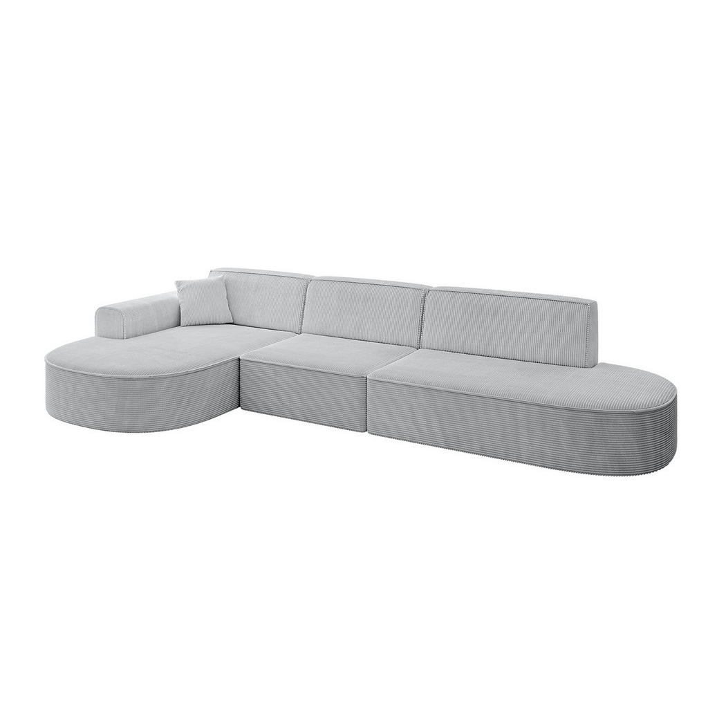 ALTDECOR ROHOVÁ SEDACÍ SOUPRAVA s otomanem vlevo MARI-L2 – 328 × 171 × 79 cm, šedý manšestr