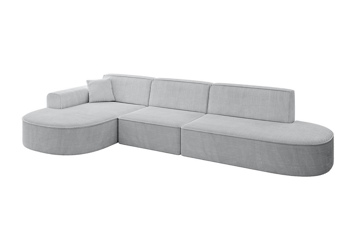 ECKSOFA Ottomane Links MARI-L2 - 317x163x73,5 cm Grau Cord - Schwarz/Grau, Holzwerkstoff/Kunststoff (165/321cm) - ALTDECOR
