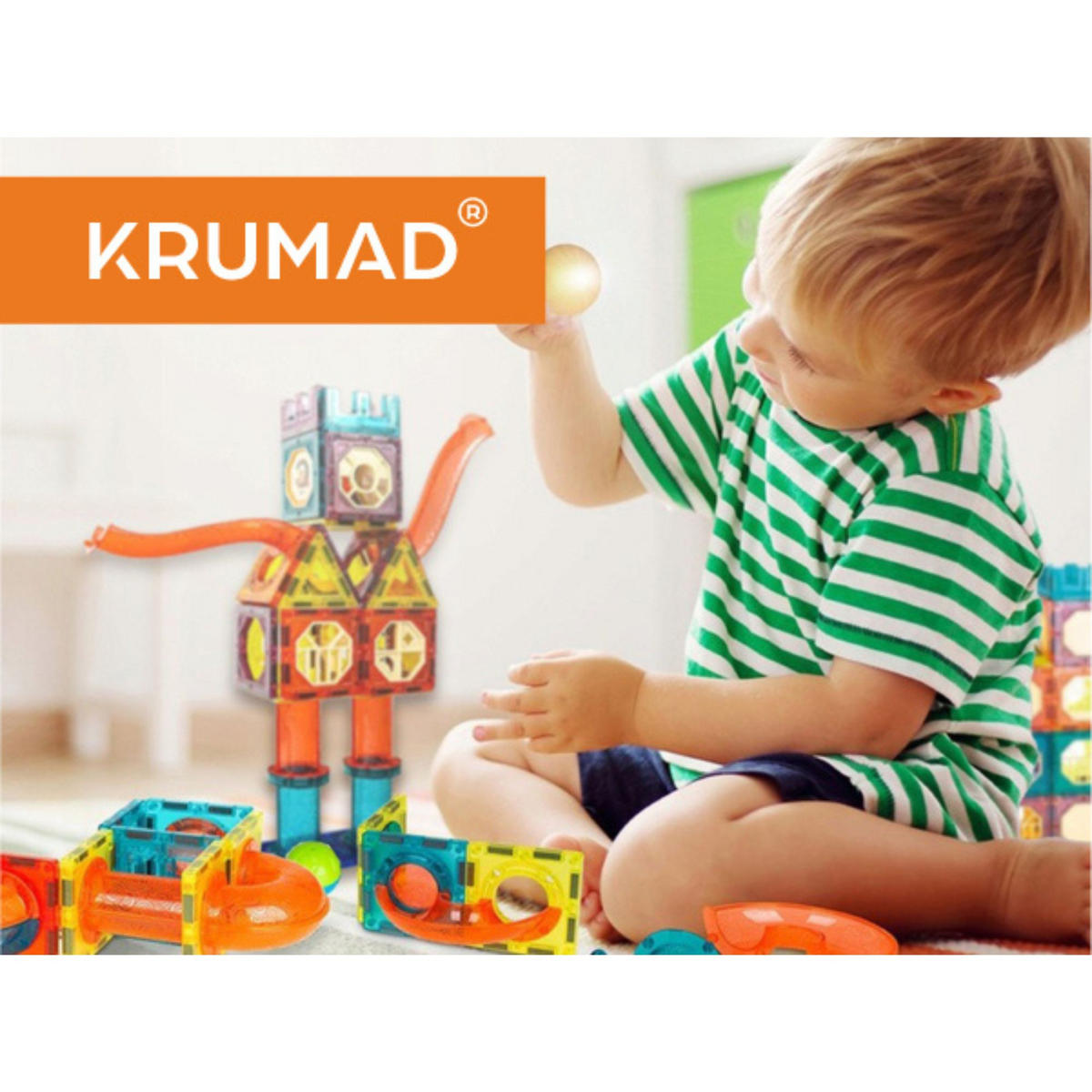 MAGNETISCHE BAUSTEINE 150 Teile - Dunkelgelb/Multicolor, Kunststoff (5/5cm) - KRUMAD