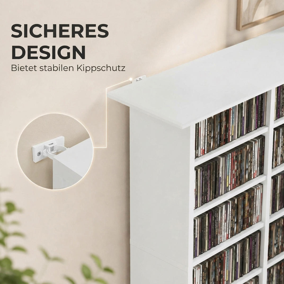 MEDIENREGAL Spanplatte Weiß - Weiß, Holzwerkstoff (24/126.3/106.5cm) - HOMCOM
