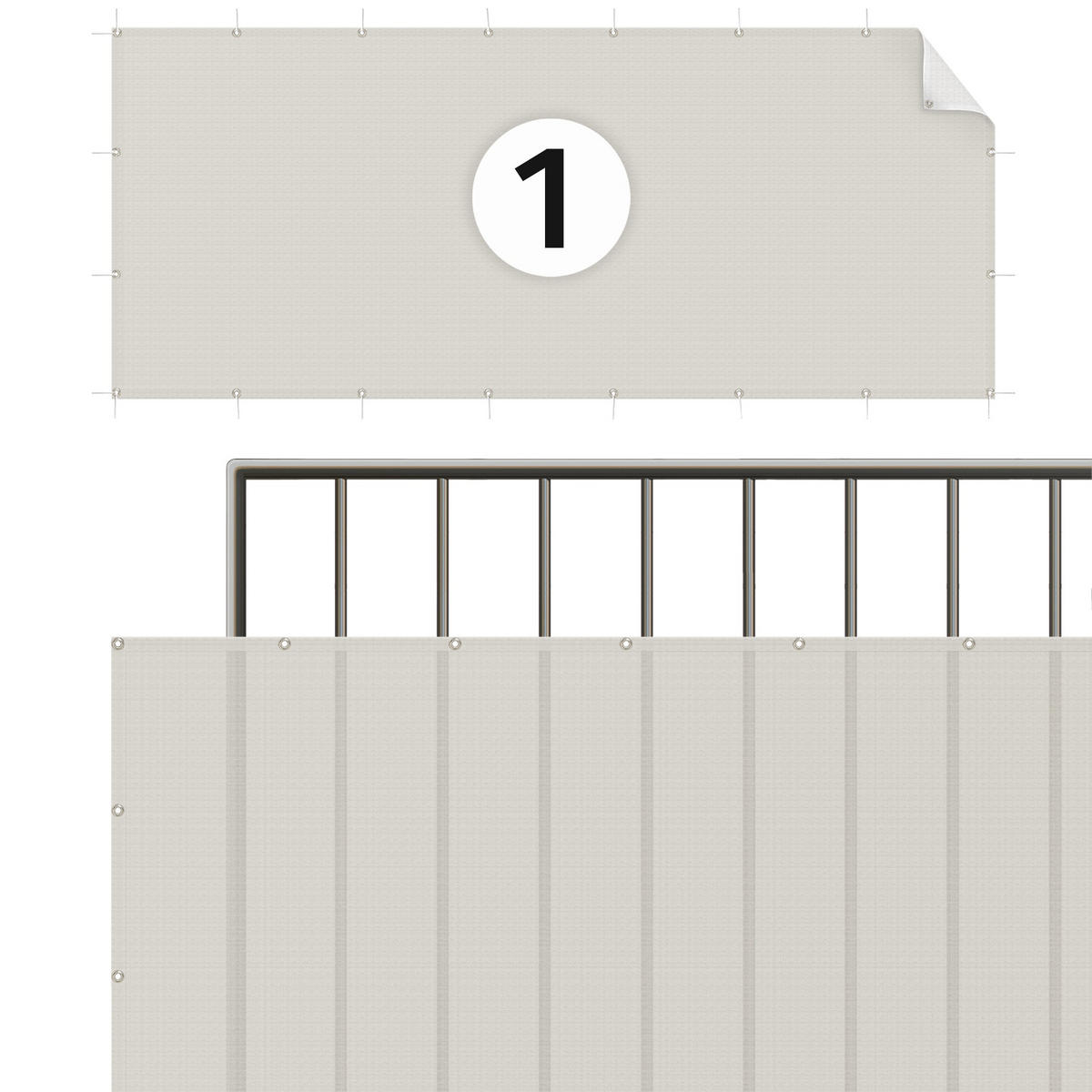 BALKON SICHTSCHUTZ Meersand 100/50 cm - Beige, Kunststoff (100/50cm) - Bilderwelten