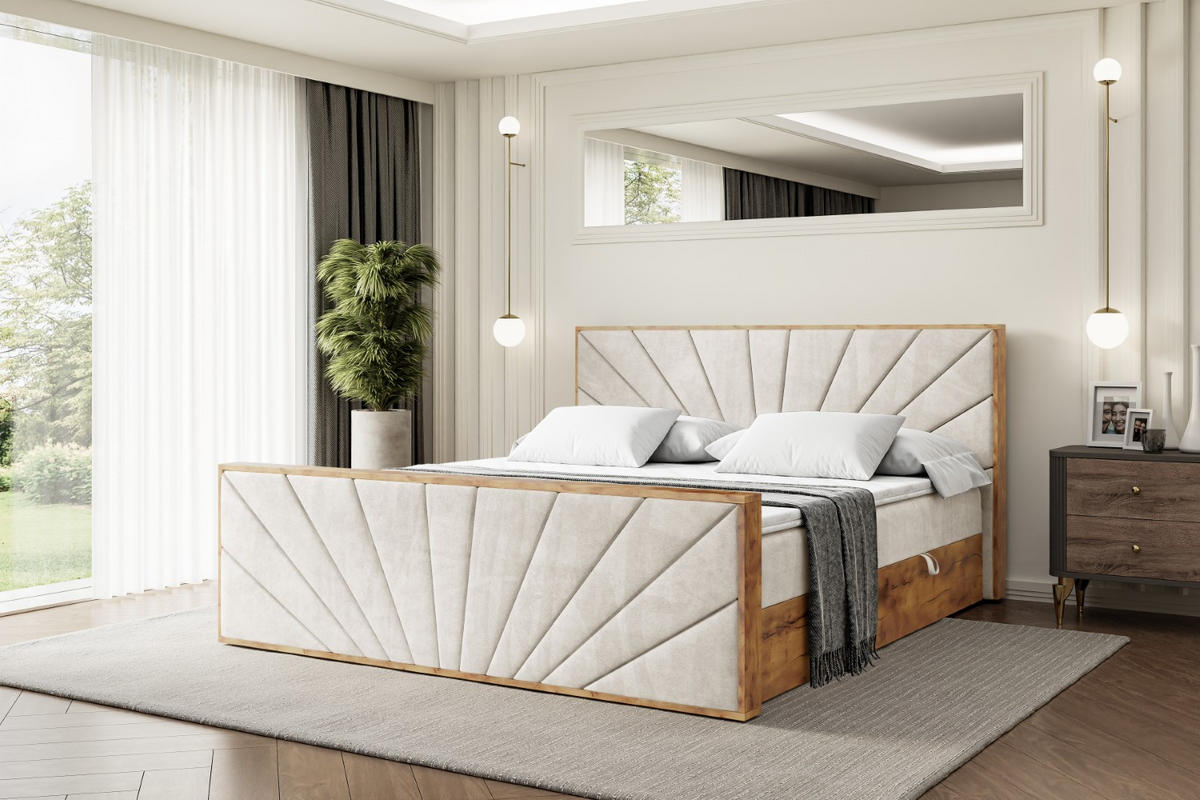 BOXBETT mit Matratze H3 und Lattenrost - LOLLI6-Z - 140x200 - Beige Casablanca - Beige, Holzwerkstoff (140/200cm) - ALTDECOR