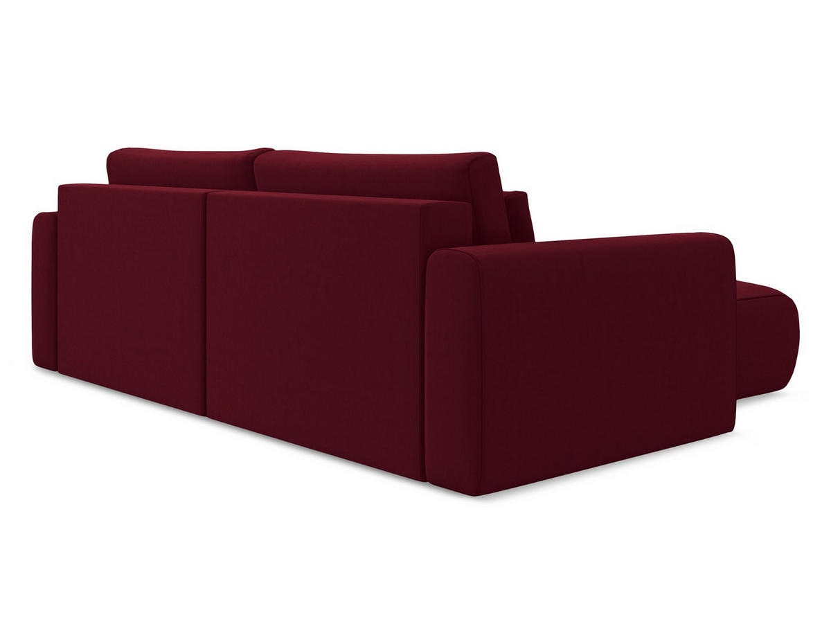 ECKSOFA mit Schlaffunktion Samt Stoff Rot - Bordeaux/Rot, Kunststoff/Textil (149/240cm) - Makamii