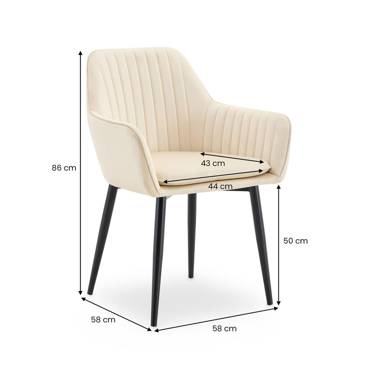 ESSZIMMERSTÜHLE SIENNA 2er-Set beige - Beige, Textil (58/86/58cm) - IDIMEX