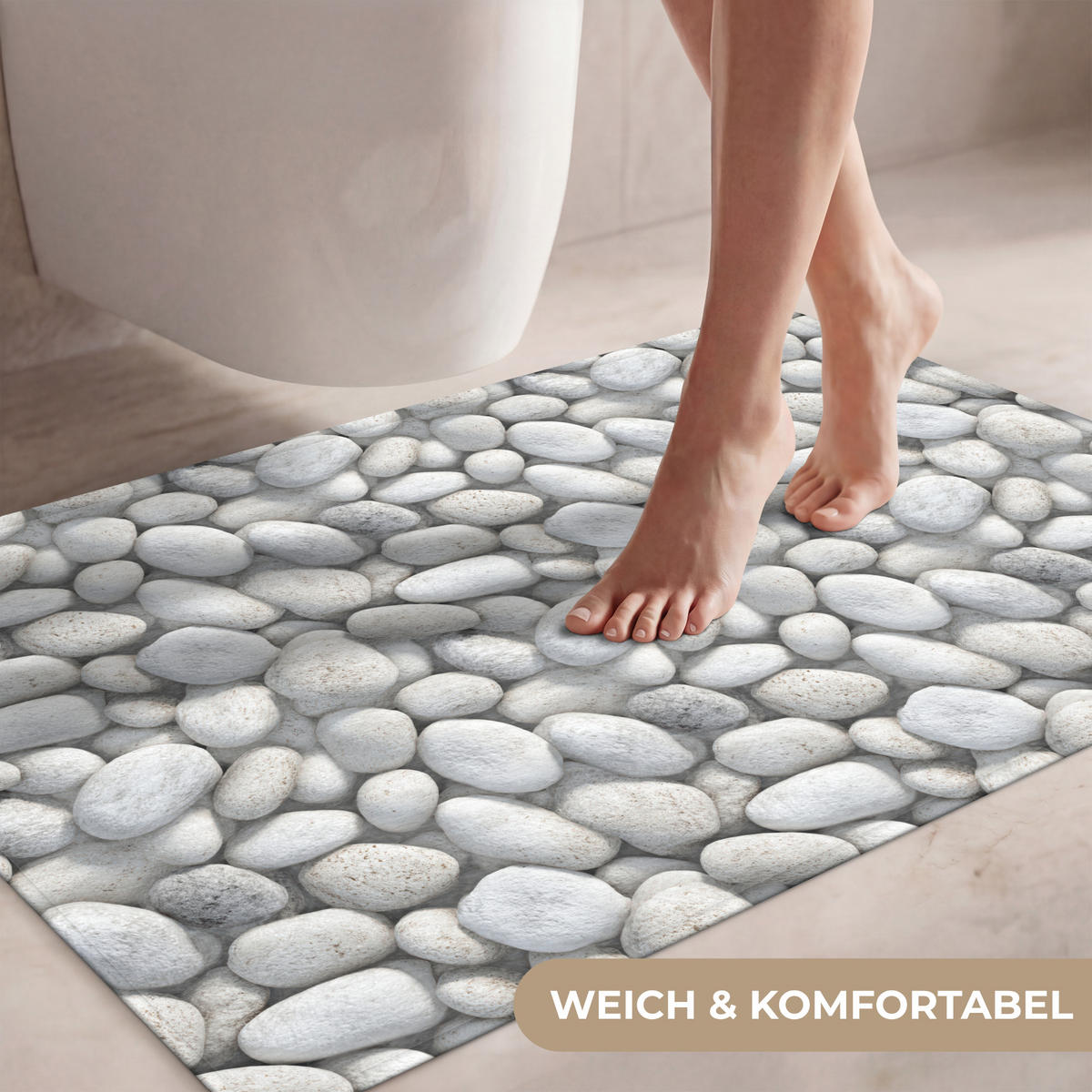 WC PŘEDLOŽKA Kameny - šedé - oválné 90x60 cm - světle šedá, textil/plast (90/1cm) - OnlyWow