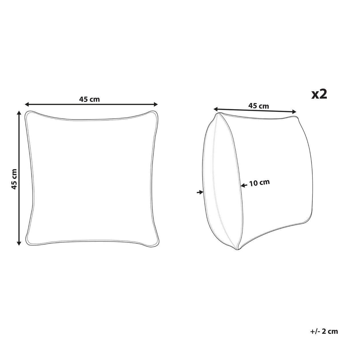 Dekokissen 2er-Set Weiß 45/45 cm Skimmia - Blau/Pink, Naturmaterialen (45/45cm) - Beliani