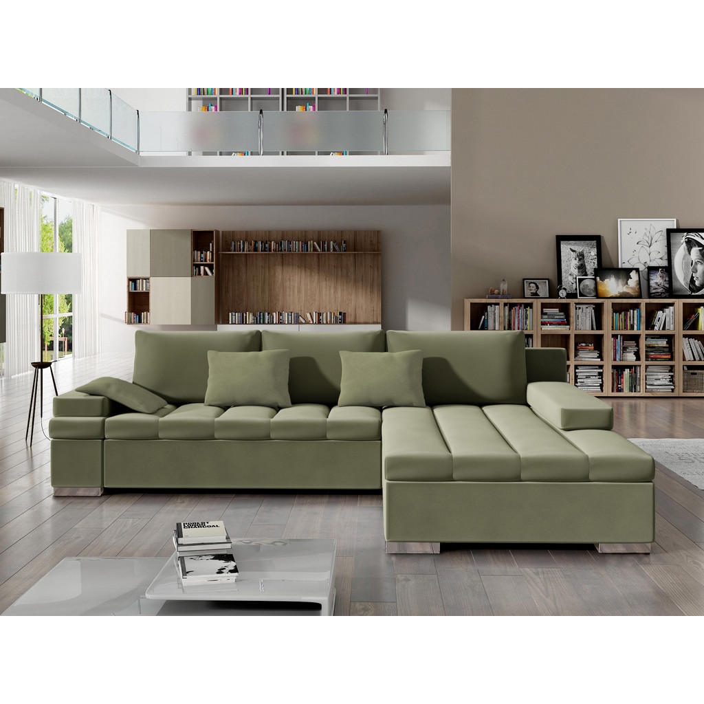 Thumbnail - Mirjan24 Ecksofa, Hellgrün, Textil, 6-Sitzer, Ottomane rechts, L-Form,L-Form, 310x175 cm, Wohnzimmer, Sofas & Couches, W...