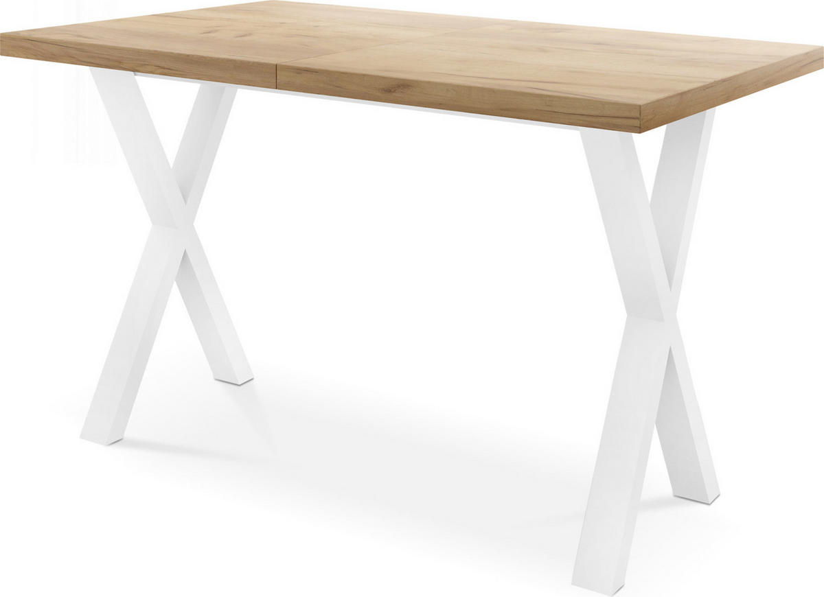 ESSTISCH Luiza rechteckig ausziehbar, Craft Eiche 140-240/80/76 cm - Eiche Wotan/Weiß, Holzwerkstoff/Metall (140/80/76cm) - WFL GROUP