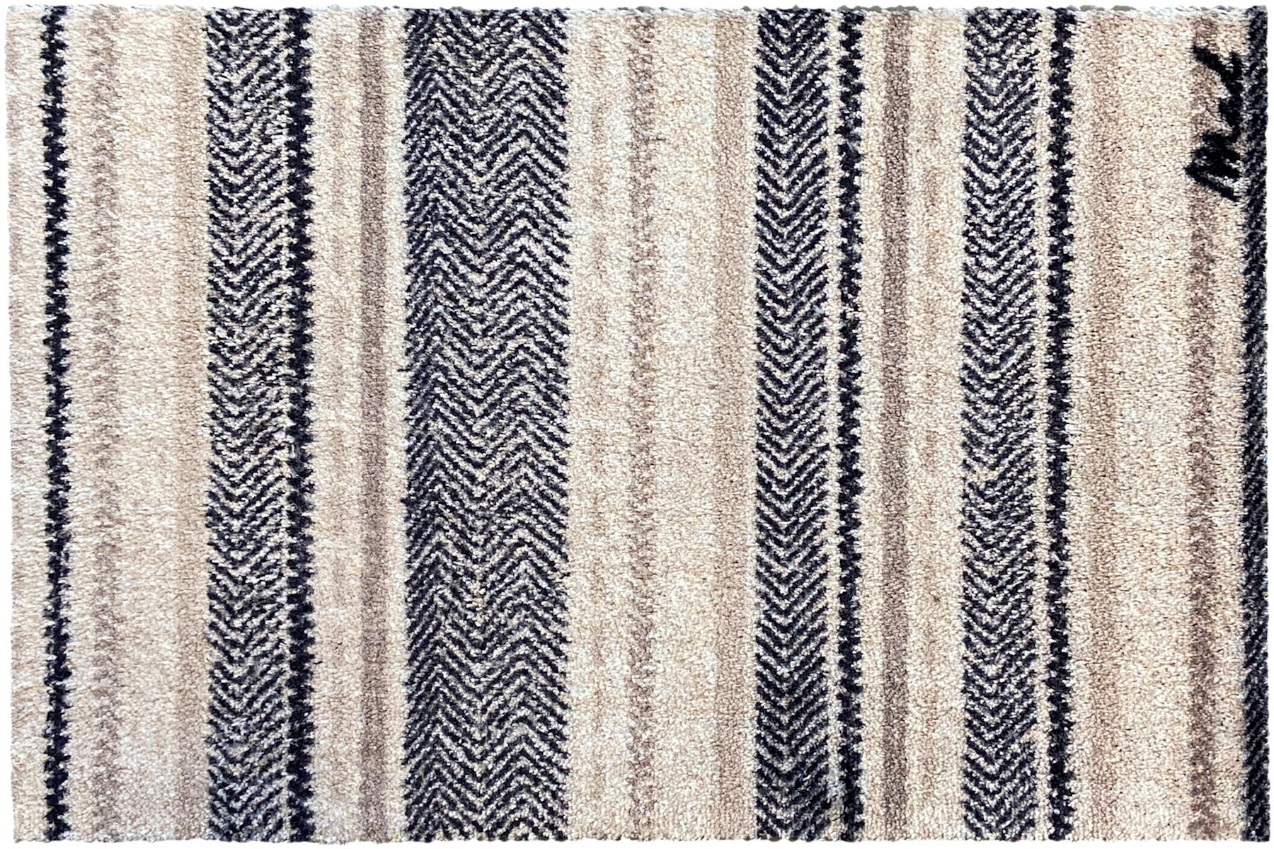 INDOOR FUßMATTE "Ian" mit gestreiftem Muster grau-beige 50 x 75 cm - Beige/Schwarz, Kunststoff/Textil (50/0.9cm) - MAD ABOUT MATS