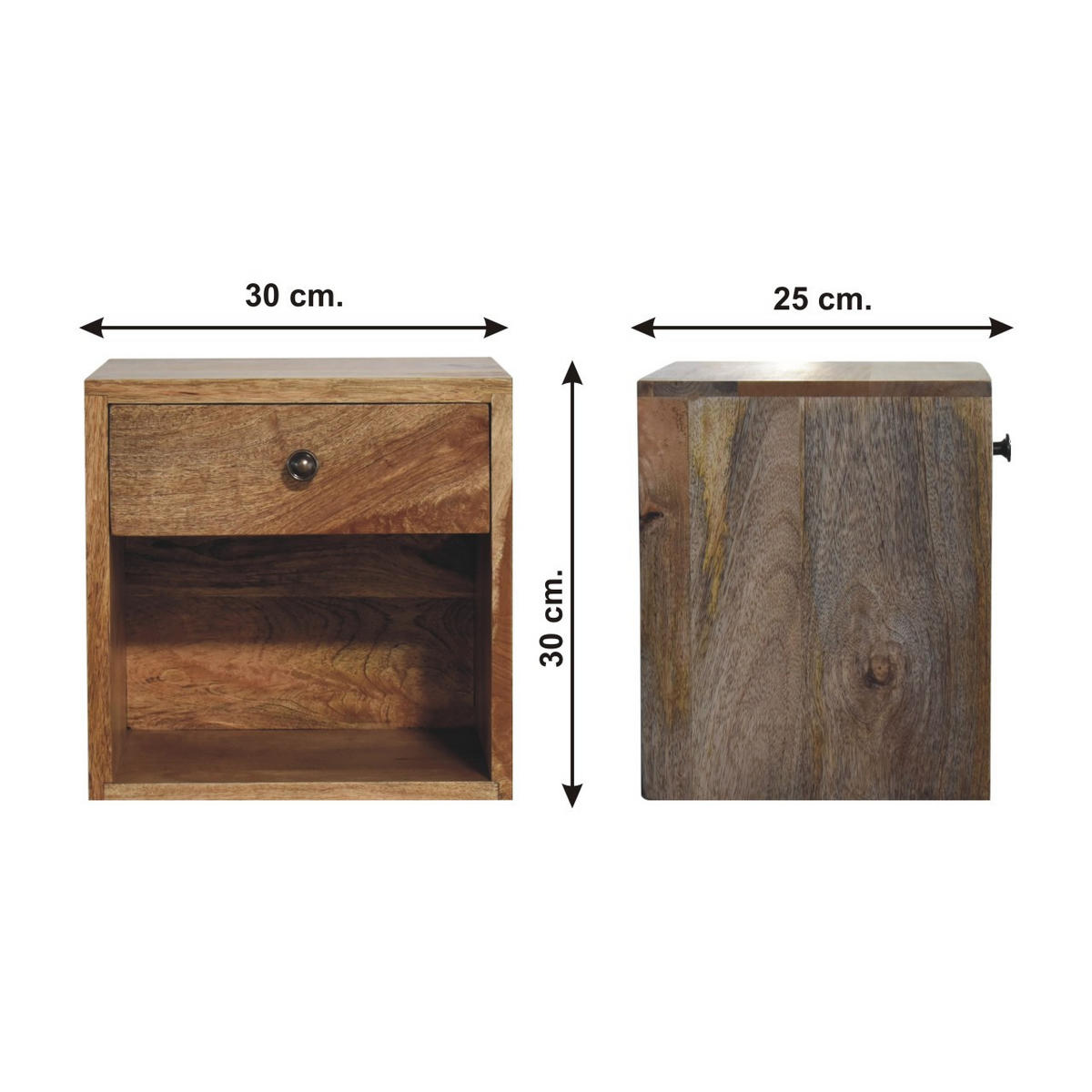 NACHTTISCH Levitate - Kastanienfarben/Messingfarben, Holz/Metall (30/30/25cm) - Artisan Furniture