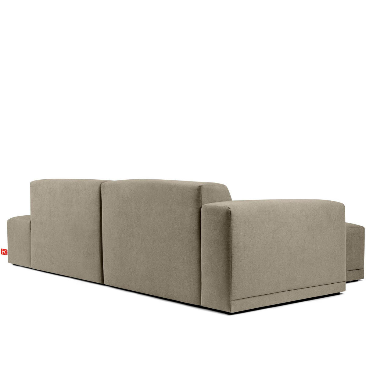 ECKSOFA LINKS MUDI in moderner Optik mit hochwertigem Kaltschaum, Cord-Stoff, Ecru - Ecru/Schwarz, Textil (280/160cm) - KONSIMO®