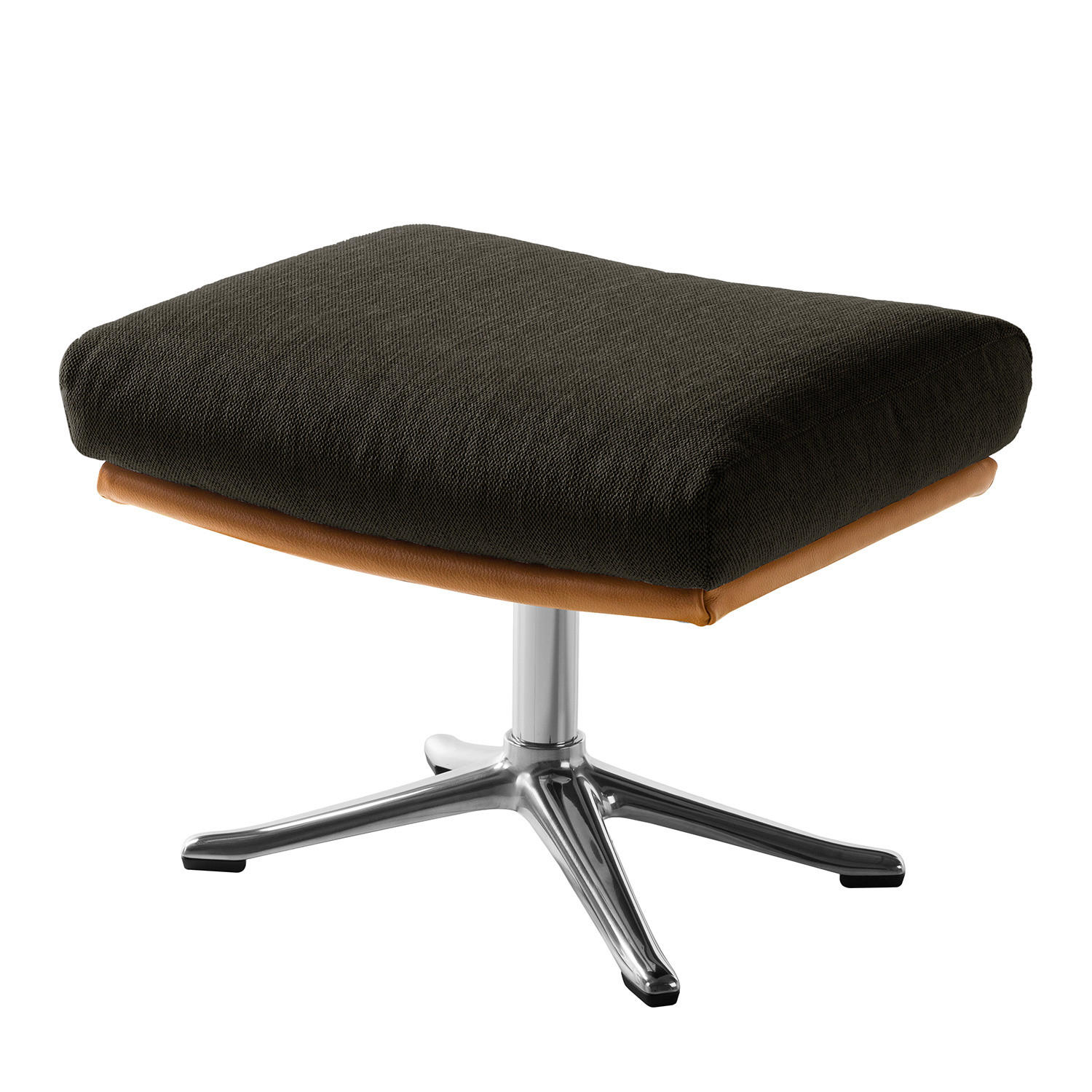 HOCKER mit Kreuzfuß - Chromfarben/Schwarz, Textil/Metall (54/41/41cm) - home24