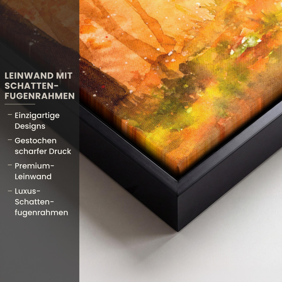 LEINWAND Bilder mit Rahmen - Natur - Ölfarbe - Hirsche - Tiere - Herbst - Orange - 60x80 - Orange, Textil (60/80cm) - MuchoWow