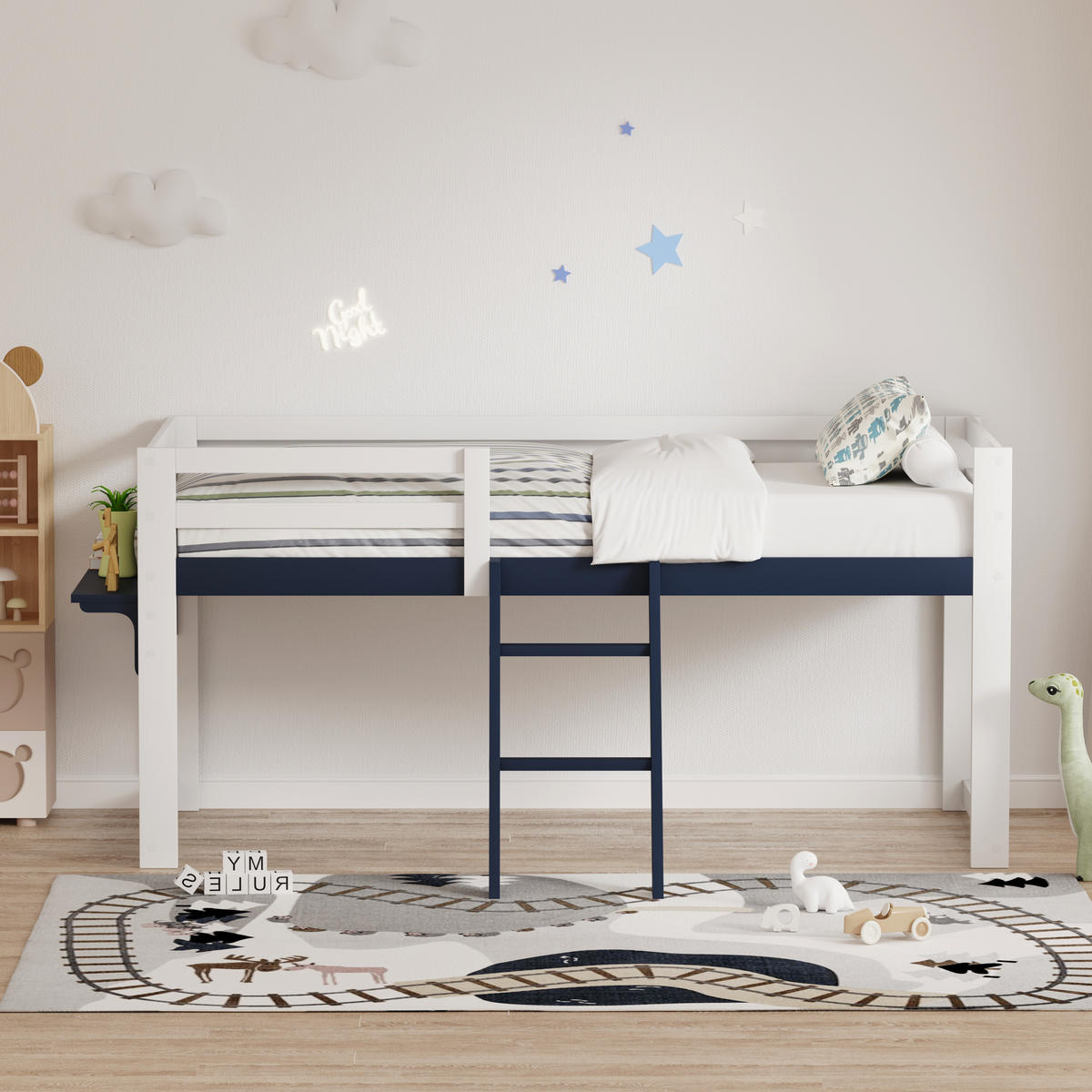 HOCHBETT 90/200 cm mit Rausfallschutz, DE-41907, in Marineblau - Blau, Holzwerkstoff (90/200cm) - ComfortXL