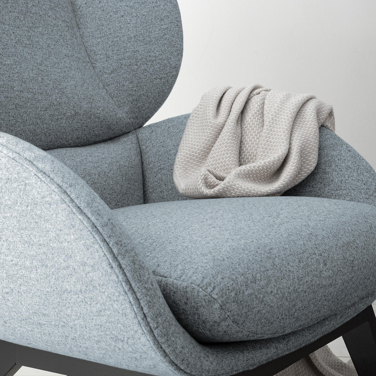 SESSEL - Blaugrau/Schwarz, Eichenholz/Textil (82/102/90cm) - home24