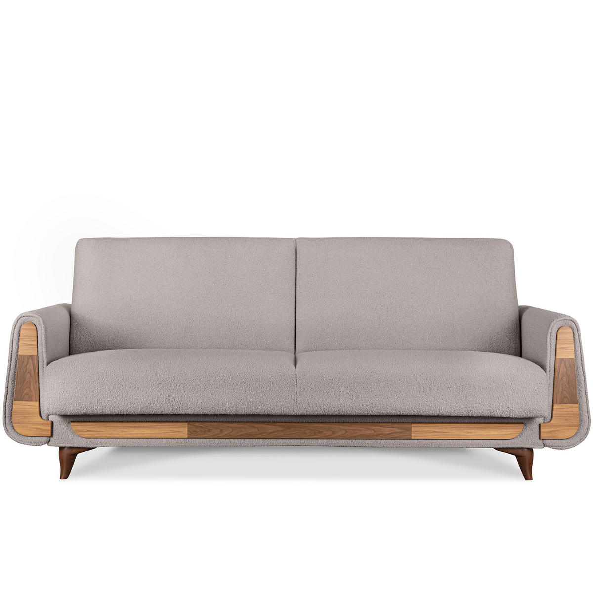 3-SITZER-SCHLAFSOFA GUSTAVO mit Armlehnen, grau - Braun/Grau, Holz/Holzwerkstoff (230/98/98cm) - KONSIMO®