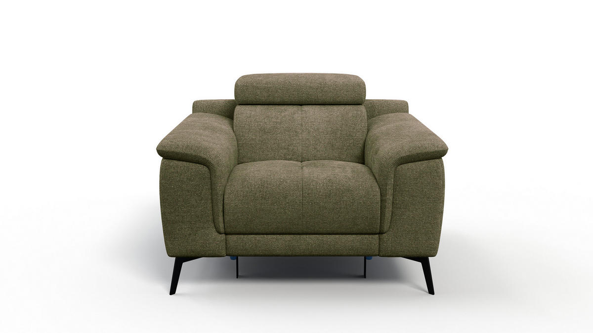 SESSEL FIERO mit Relaxfunktion, olivgrün - Schwarz/Olivgrün, Holzwerkstoff/Textil (114/82/103cm) - Courtois Laville