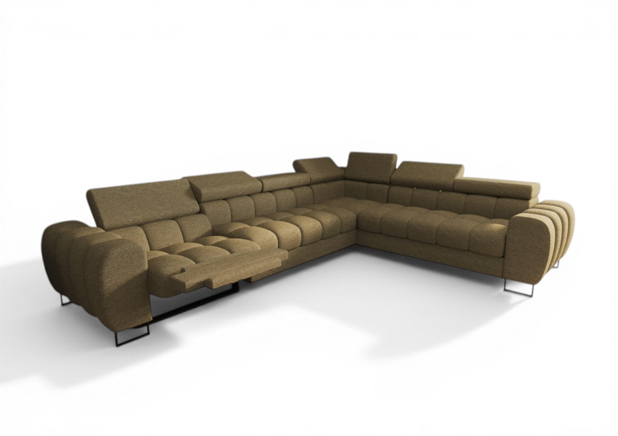 ECKSOFA Bastien Relax - Grün, Holzwerkstoff/Textil (330/260cm) - Fun Möbel