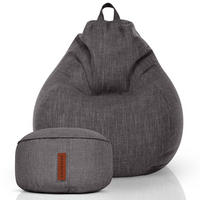 SITZSACK Indoor Set "Home Linen“+Hocker - Dunkelgrau, Textil (80/90/50cm) - Green Bean