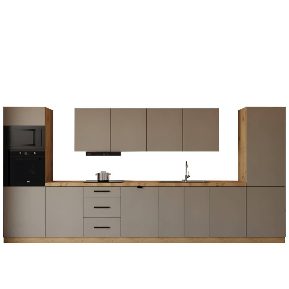 Milaros Markt Küchenzeile Beige 440x212x58 cm