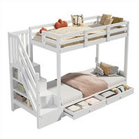 ETAGENBETT 90/200 cm mit Sofa, Treppenschrank und 2 Schubladen, Weiß - Weiß, Holzwerkstoff (90/200cm) - Redom