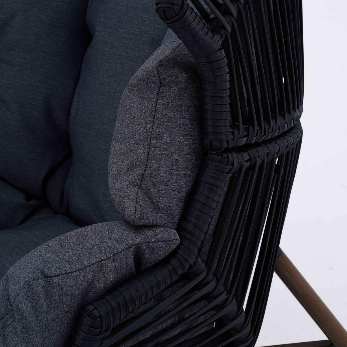 GARTENSESSEL, Schwarz - Schwarz, Textil (100/142/98cm) - Oviala