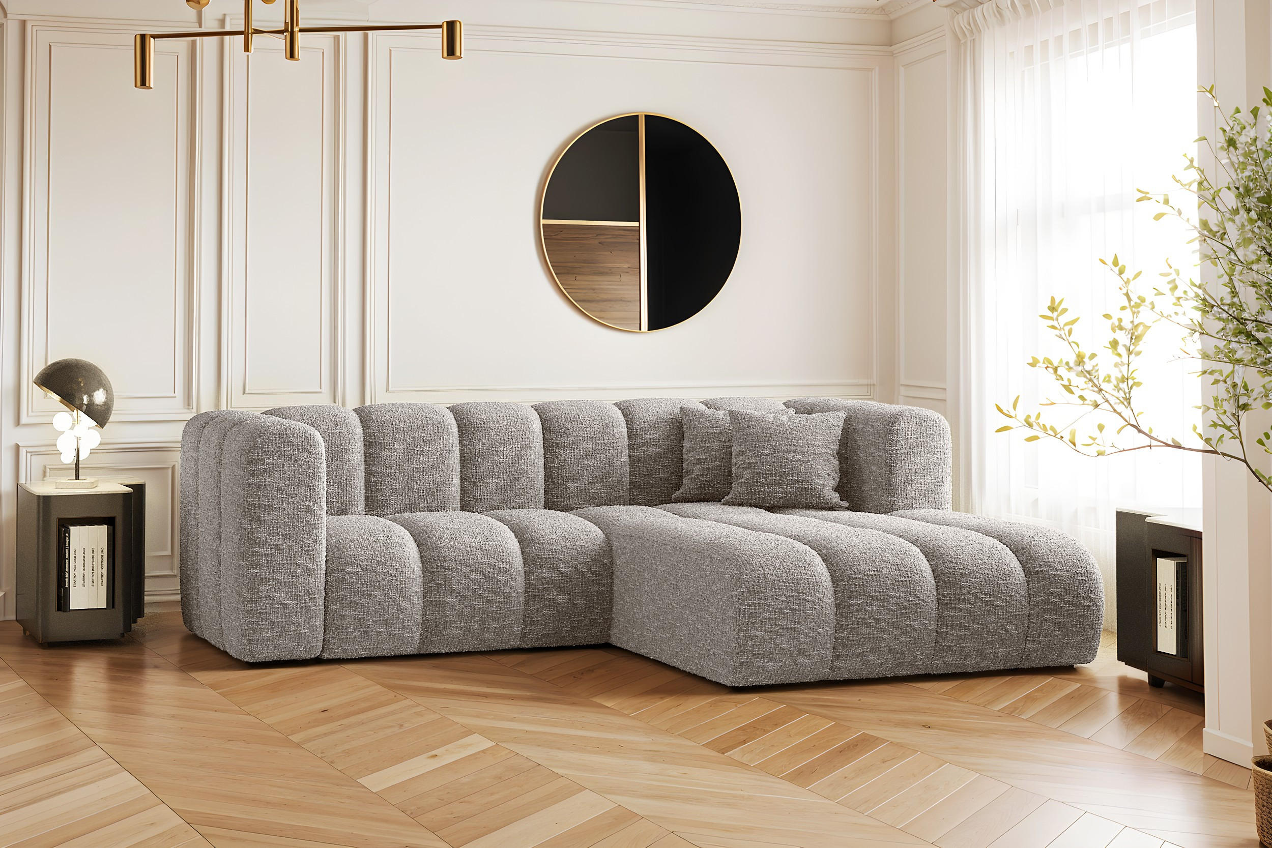 ECKSOFA L-form Sofa Grand modular stoff Haga Hellgrau Rechts - Hellgrau, Holz (227/179cm) - Kaiser Möbel