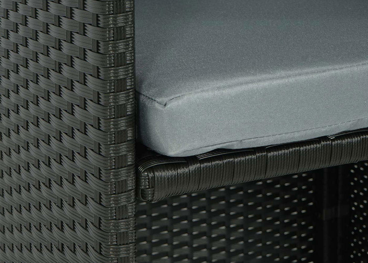 POLY-RATTAN GARTENSTUHL Schwarz, Hellgrau - Hellgrau/Schwarz, Kunststoff (53/88/53cm) - MCW