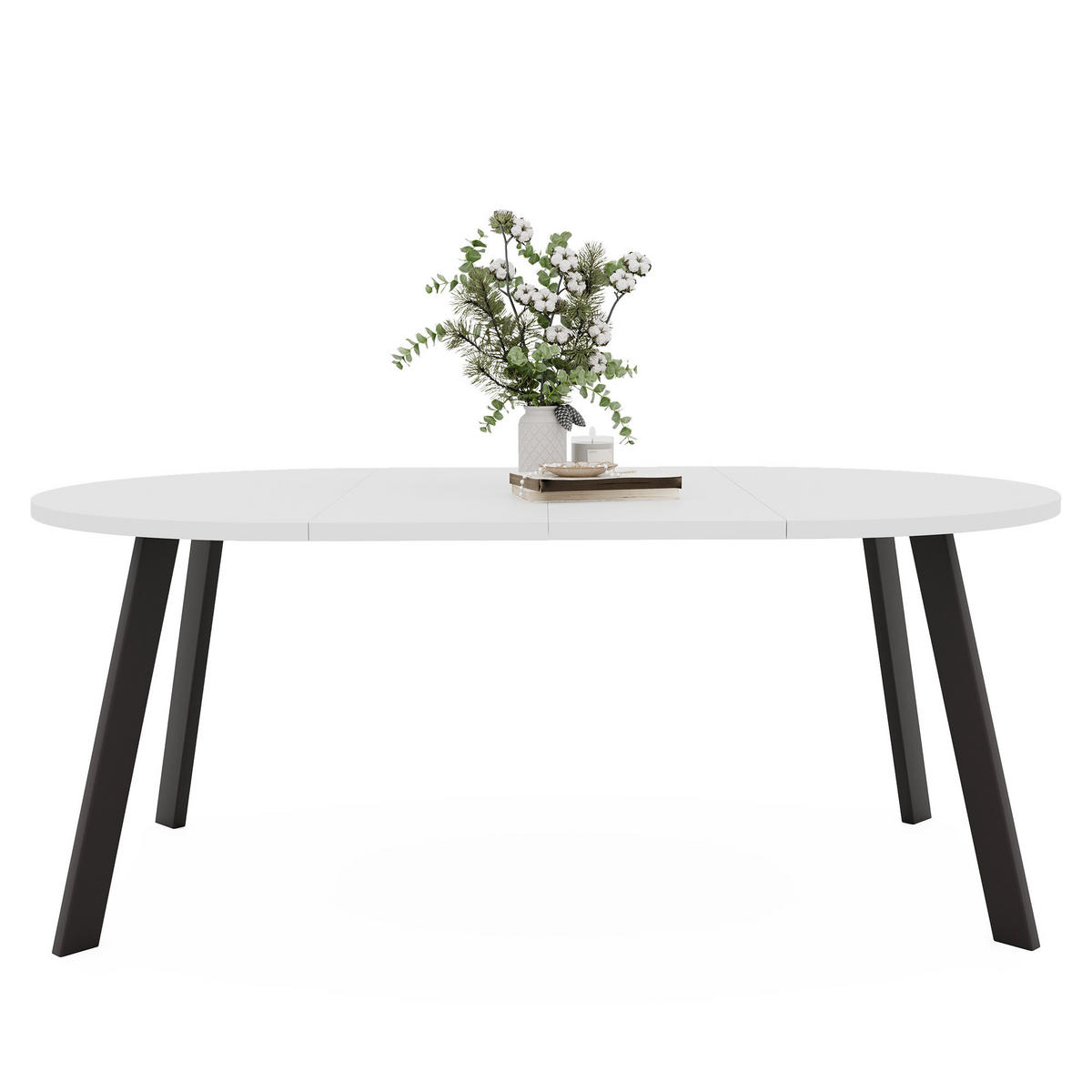 TISCH Schwarze Beine, MDF Tischplatte, Arktisches Weiß - Schwarz/Weiß, Holzwerkstoff (100/100/76cm) - Idohome