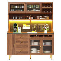 BUFFET LED 145x39x171cm Weinregal Walnuss - Walnussfarben, Glas (145/171/39cm) - FLIEKS